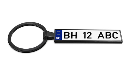 Personalizate - Breloc metalic insertie foto AUTO negru - personalizabil