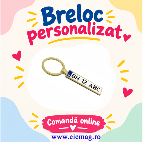 Brelocuri personalizate - Breloc metalic insertie foto AUTO auriu - personalizabil