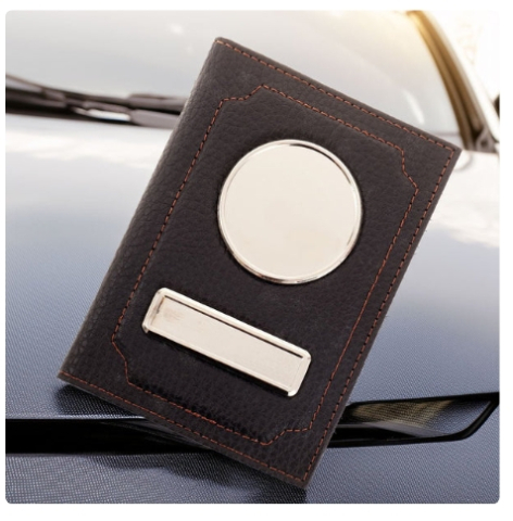 Portofel acte AUTO personalizat cu sigla si numar inmatriculare - negru mat [2]