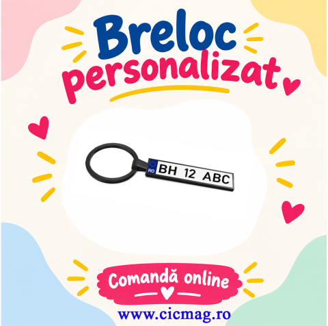 Brelocuri personalizate - Breloc metalic insertie foto AUTO negru - personalizabil