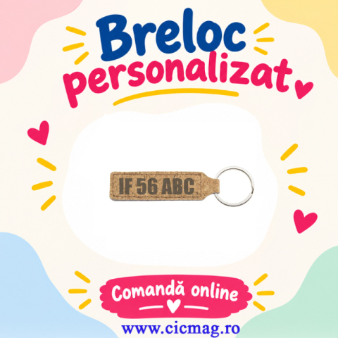 Personalizare prin gravura - Breloc din plută cu număr auto – Personalizat prin gravare