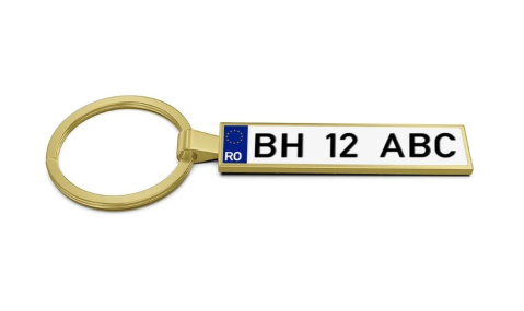 Brelocuri personalizate - Breloc metalic insertie foto AUTO auriu - personalizabil