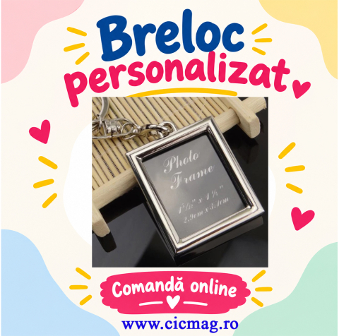 Cadouri pentru EA - Breloc metalic insertie foto dreptunghi - personalizabil