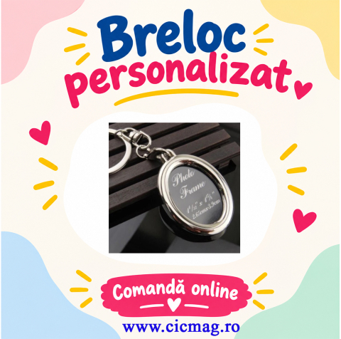 Brelocuri personalizate - Breloc metalic insertie foto oval- personalizabil