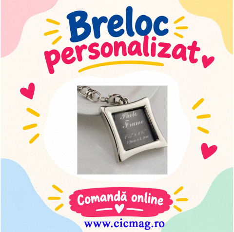 Brelocuri personalizate - Breloc metalic insertie foto patrat - personalizabil