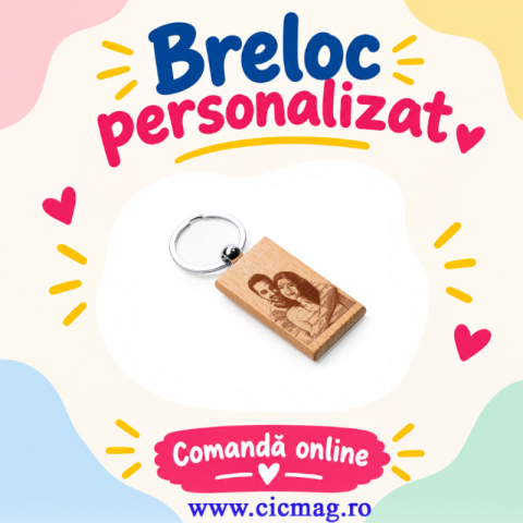 Personalizare prin gravura - Breloc din lemn dreptunghi - personalizat prin gravare