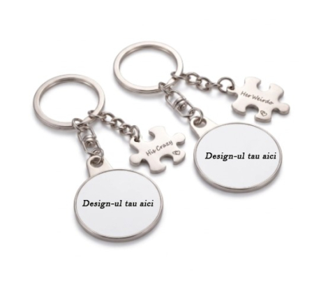 Set 2 brelocuri metalice puzzle personalizate - Cuplu [1]