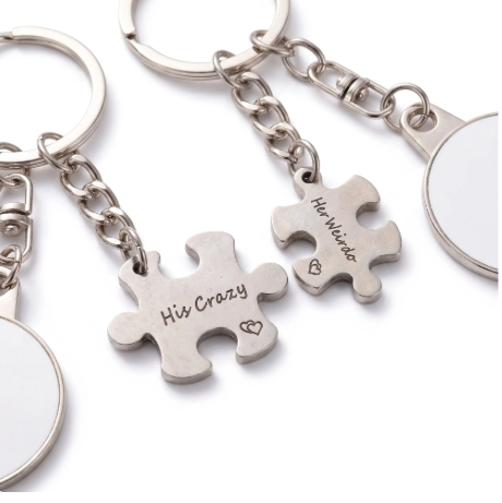 Set 2 brelocuri metalice puzzle personalizate - Cuplu [2]