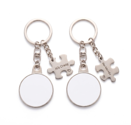 Set 2 brelocuri metalice puzzle personalizate - Cuplu [3]