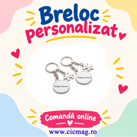 Brelocuri personalizate - Set 2 brelocuri metalice puzzle personalizate - Cuplu