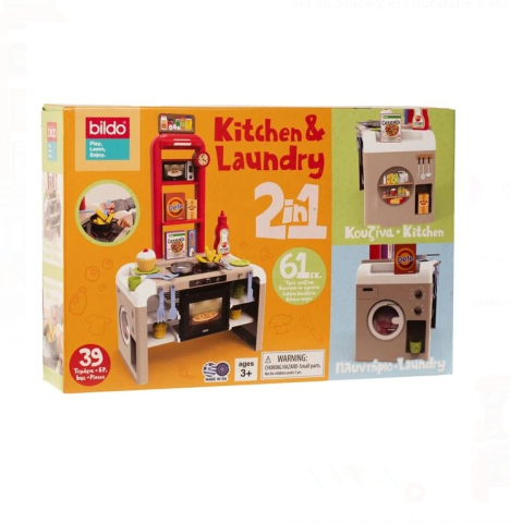 Set de Joaca 2 in 1 Bucatarie & Masina de Spalat - 39 piese [1]