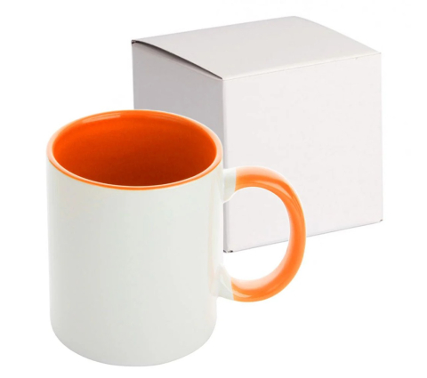 Cana Personalizata - 330 ml - Interior + Maner Portocaliu [1]
