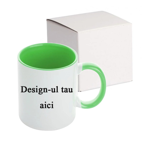 Cadouri pentru EA - Cana Personalizata - 330 ml - Interior + Maner Verde