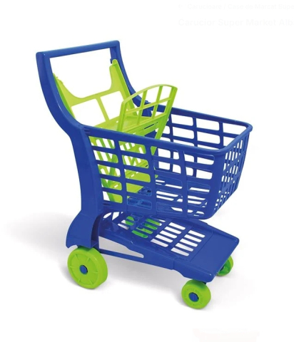 Jucarii Casnice - Carucior Super Market Albastru Verde Lime