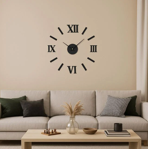 Ceasuri de Perete - Ceas de Perete DIY Negru cu Cifre Romane 60cm
