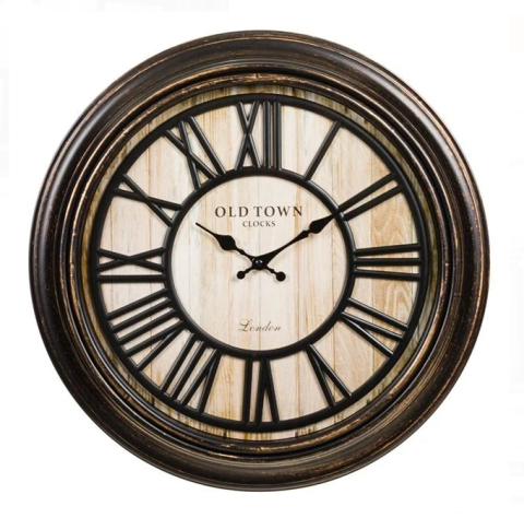 Ceasuri de Perete - Ceas de Perete Vintage Negru Bronz Brushed Ø50cm