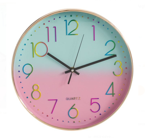 Ceasuri de Perete - Ceas Decorativ de Perete Argintiu Ombre Verde Roz Ø30cm