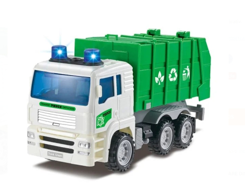 Jucarii baieti - Camion de Deseuri Reciclare Verde cu Sunet & Lumini