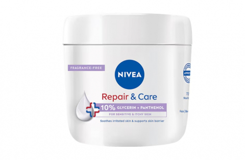 Ingrijire corp si par - Crema Nivea Repair & Care cu 10% Glicerina si Pantenol, fara parfum, 400 ml