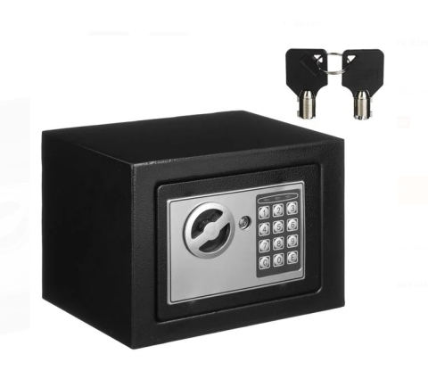 Smart Home - Seif Negru cu Inchidere Electronica & Chei 17x17x23cm