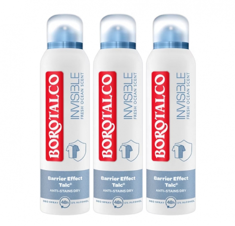 Deodorante si antiperspirante - Pachet 3 x Deodorant Spray Borotalco, Invisible Fresco, 150 ml