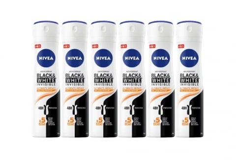 Deodorante si antiperspirante - Set 6 X Nivea Antiperspirant Woman Deo 150ml Black&White Invisible Ultimate Impact, 0% Alcohol, Non-Irritating, 48h Protection