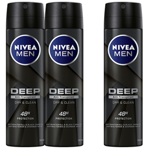 Deodorante si antiperspirante - Deodorant spray Nivea Men Deep, 3 x 150 ml