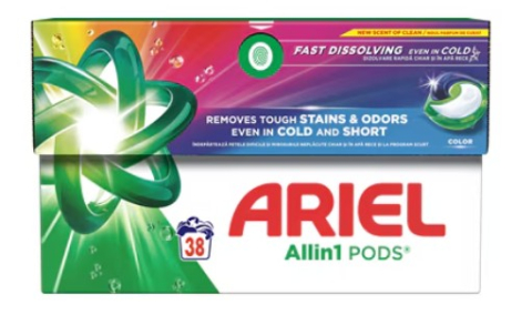 Detergent rufe - Detergent rufe capsule, Ariel, All-in-1 PODS Color, 38 spalari, color