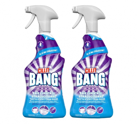 Solutie suprafete - Set Spray Cillit Bang Shine pentru Baie, 2 Bucati x 750 ml
