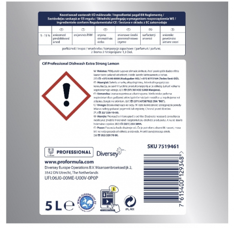 Detergent pentru spalarea manuala a vaselor Cif Professional Lemon, 5 l [1]