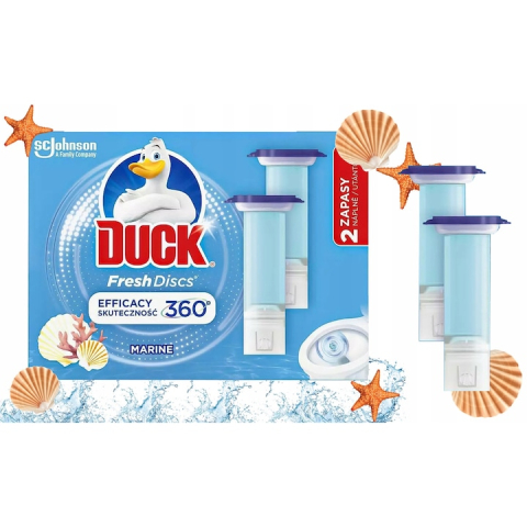 Odorizant toaleta - Discuri de proaspatare Duck Fresh Marine - set 2 bucati, 72ml (2 x 36ml), gel, aroma marina