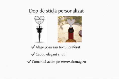 Cadouri pentru EL - Dop de sticla decorativ personalizat - Inima