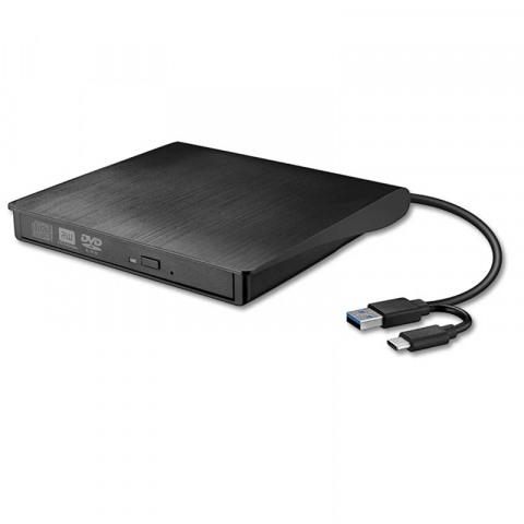 DVD Writer Extern, CD-RW, DVD-RW, Citire si Scriere CD/DVD, Compatibil cu Windows, Mac OS, Linux, Plug and Play, Alimentare USB 3.0 sau USB Type-C, Negru, [0]