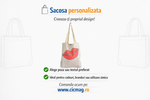 Sacose si Rucsace Personalizate - Geanta canvas maner alb - Personalizat