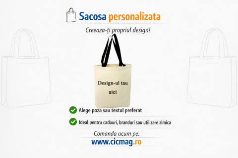 Sacose si Rucsace Personalizate - Geanta canvas maner negru - Personalizat