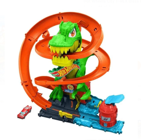 Hot Wheels City T-REX Blaze Dinosaur Nemesis Set de Lupta - Mattel [5]