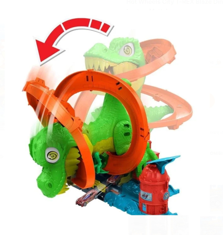 Hot Wheels City T-REX Blaze Dinosaur Nemesis Set de Lupta - Mattel [4]