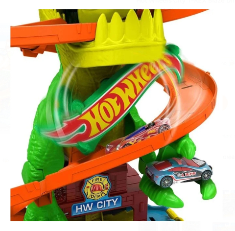 Hot Wheels City T-REX Blaze Dinosaur Nemesis Set de Lupta - Mattel [3]
