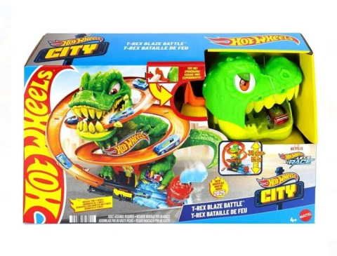 Hot Wheels - Hot Wheels City T-REX Blaze Dinosaur Nemesis Set de Lupta - Mattel