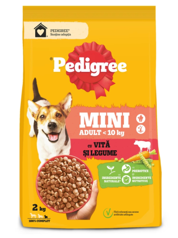 Hrana pentru caini - Hrana uscata pentru caini Pedigree Adult, Talie Mica, Vita si Legume, 2Kg