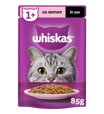 Hrana pentru pisici - Hrana umeda pentru pisici Whiskas, Somon in sos, 28 x 85 g
