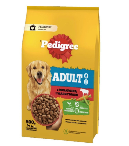 Hrana pentru caini - Hrana pentru caini Pedigree Adult cu vita si legume, 500g, pentru rase medii si mari