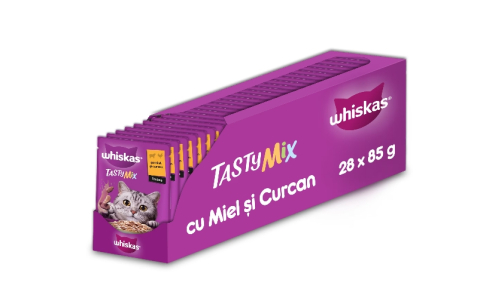 Hrana umeda pentru pisici Whiskas, Tasty Mix, Miel si Curcan in sos, 28 x 85 g [1]