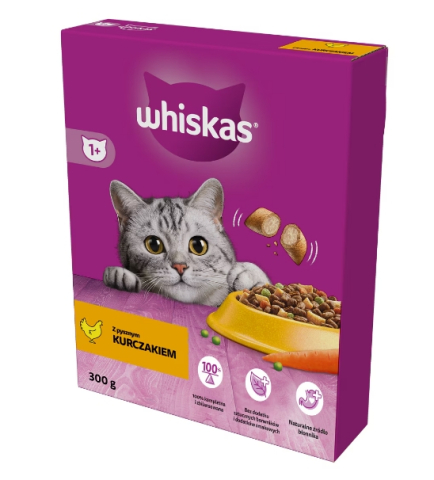 Hrana pentru pisici - Whiskas Adult hrana completa pentru pisici cu pui, 300g, granule crocante, 4% pui