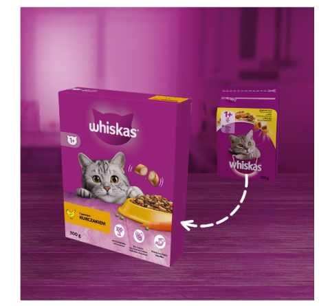 Whiskas Adult hrana completa pentru pisici cu pui, 300g, granule crocante, 4% pui [1]