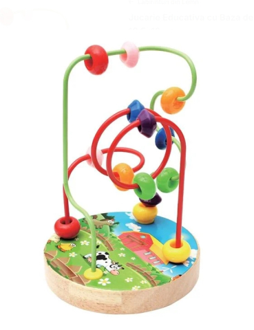 Jucarii interactive din lemn - Jucarie Educativa cu Baza de Lemn si Bile 10.5x16cm