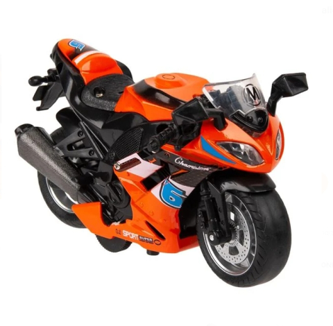 Jucarii baieti - Motocicleta de Curse Portocalie cu Sunet & Lumini 1:14