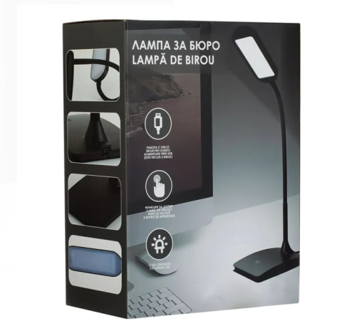 Lampa de Birou Neagra cu LED Functie Tactila & USB [6]
