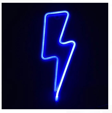 Lampi cu LED - Lampa LED Neon Fulger Albastru cu USB 11.5x28cm
