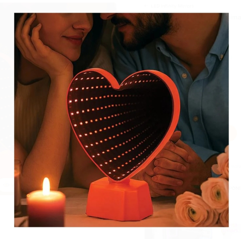 Lampa LED Infinity Mirror Inima Rosie 16x19cm [1]